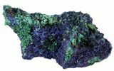 Sparkling Azurite Crystal Cluster with Malachite - Laos #56059-1